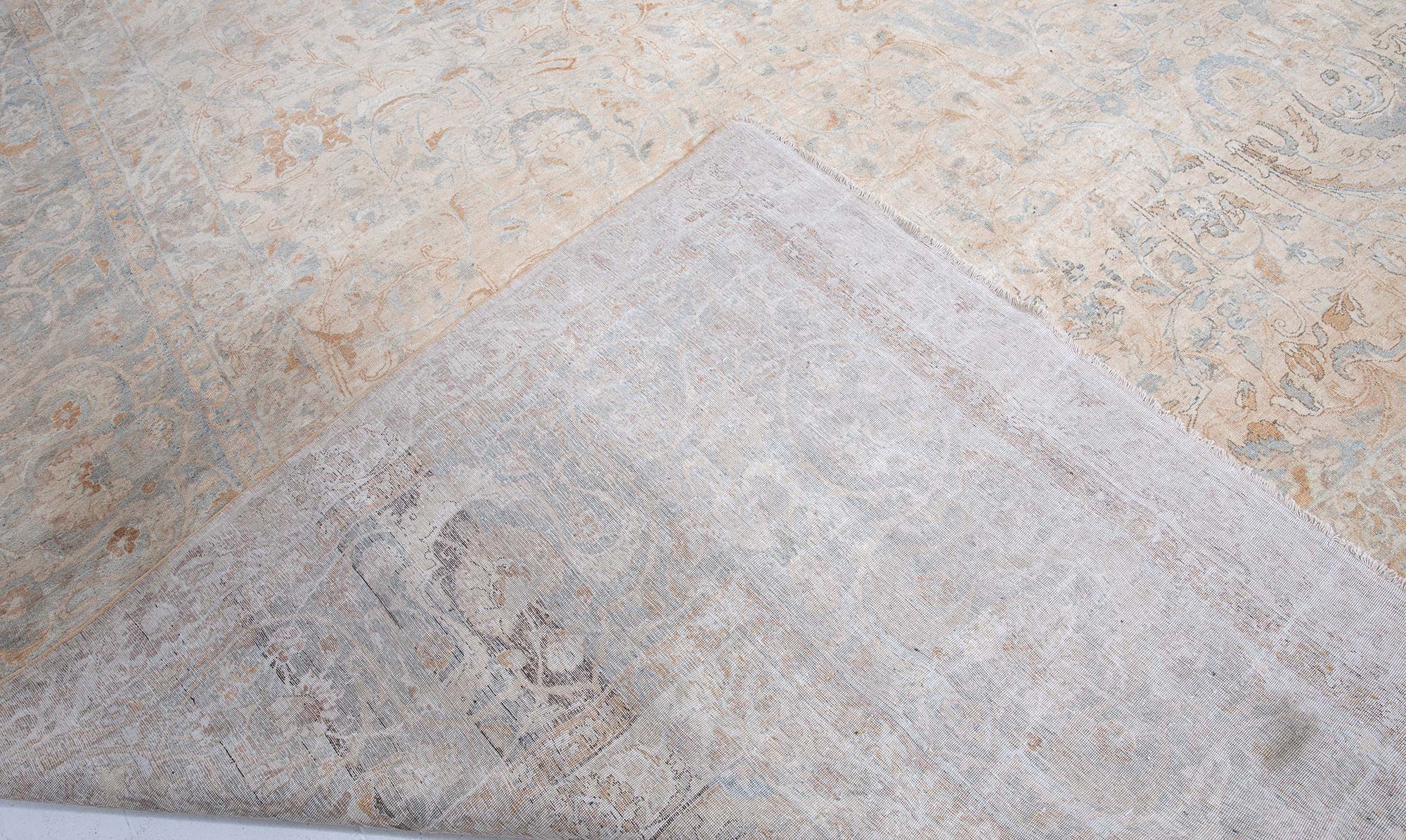 Antique Kirman Allover Oversized Light Beige Hand-Knotted Wool Rug BB9230 Antique Kirman Allover Oversized Light Beige Hand-Knotted Wool Rug BB9230