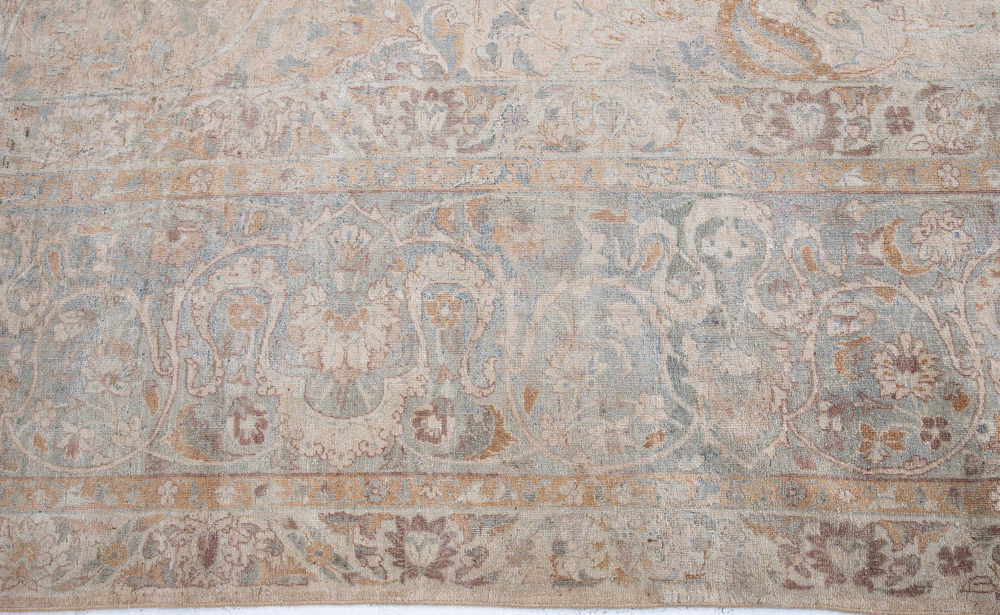 Antique Kirman Allover Oversized Light Beige Hand-Knotted Wool Rug BB9230 Antique Kirman Allover Oversized Light Beige Hand-Knotted Wool Rug BB9230