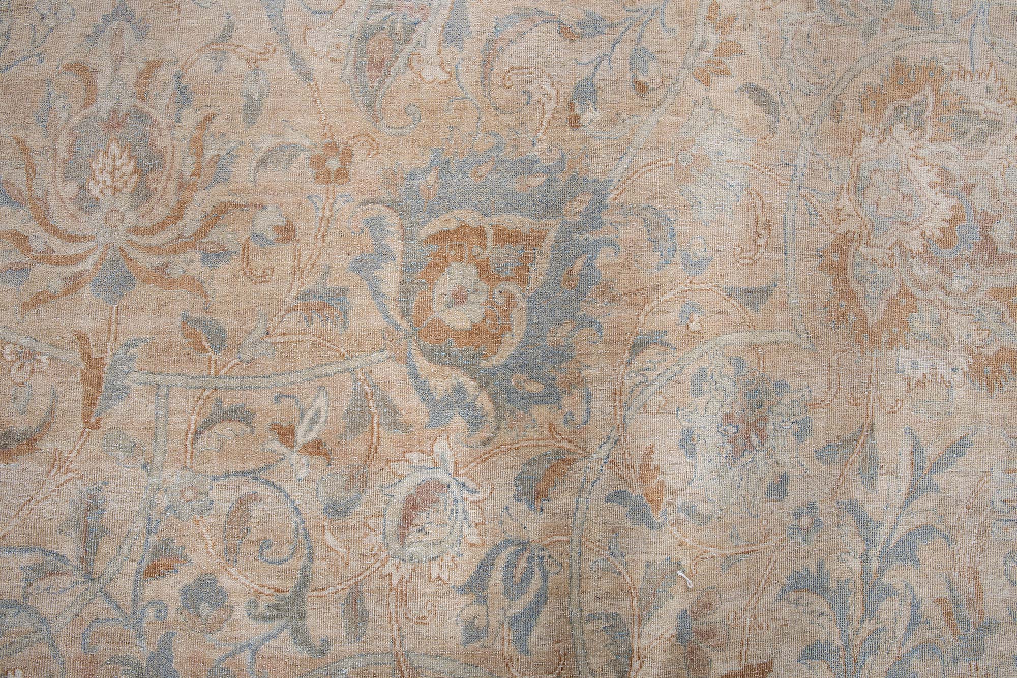 Antique Kirman Allover Oversized Light Beige Hand-Knotted Wool Rug BB9230 Antique Kirman Allover Oversized Light Beige Hand-Knotted Wool Rug BB9230