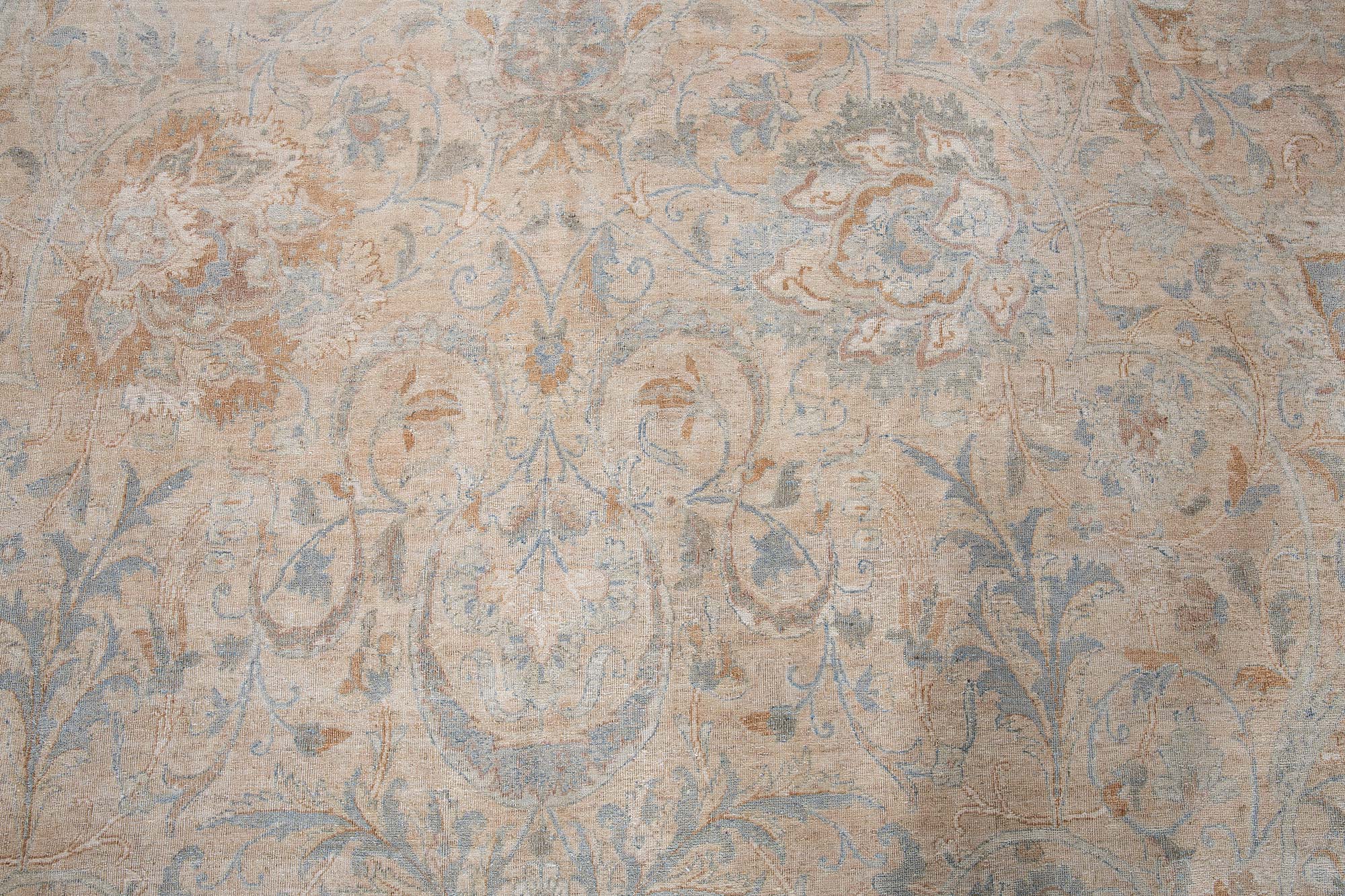 Antique Kirman Allover Oversized Light Beige Hand-Knotted Wool Rug BB9230 Antique Kirman Allover Oversized Light Beige Hand-Knotted Wool Rug BB9230