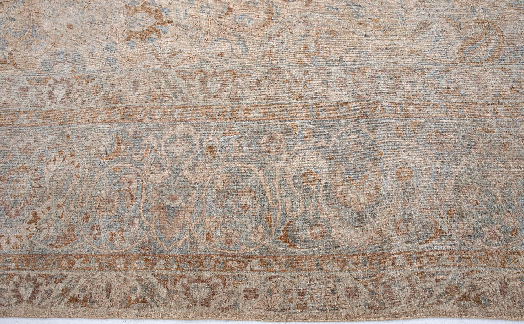 Antique Kirman Allover Oversized Light Beige Hand-Knotted Wool Rug BB9230 Antique Kirman Allover Oversized Light Beige Hand-Knotted Wool Rug BB9230