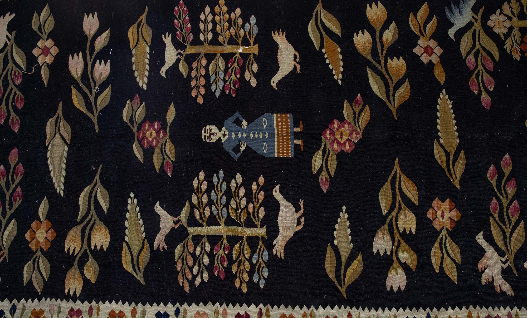 Vintage Geometric Charcoal Blue Flatweave Wool Kilim Rug BB9232 Vintage Geometric Charcoal Blue Flatweave Wool Kilim Rug BB9232