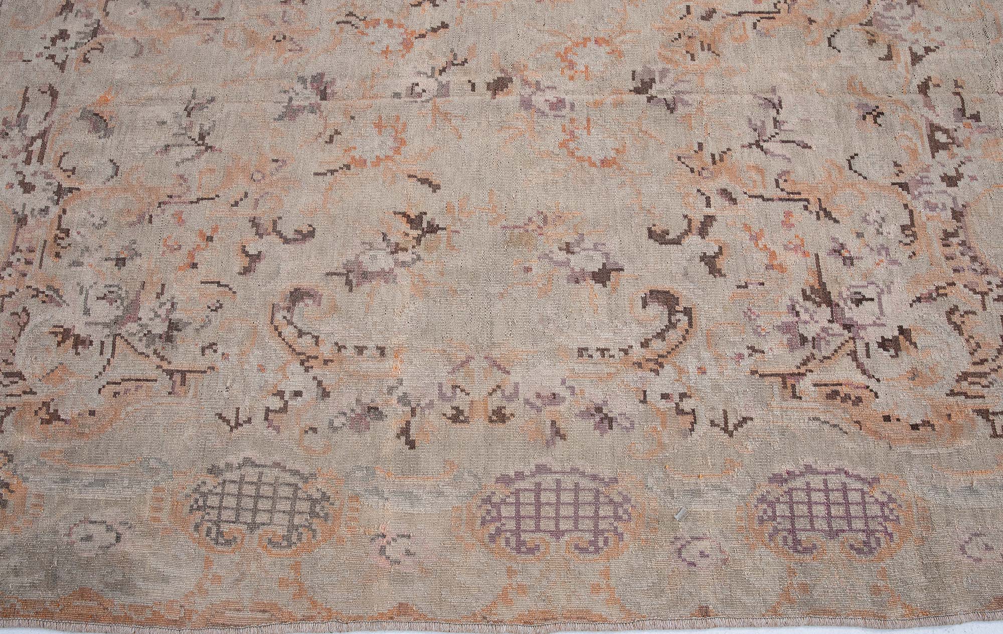 Bessarabian Antique Allover Floral Classic Taupe Flatweave Wool Rug BB9234 Bessarabian Antique Allover Floral Classic Taupe Flatweave Wool Rug BB9234