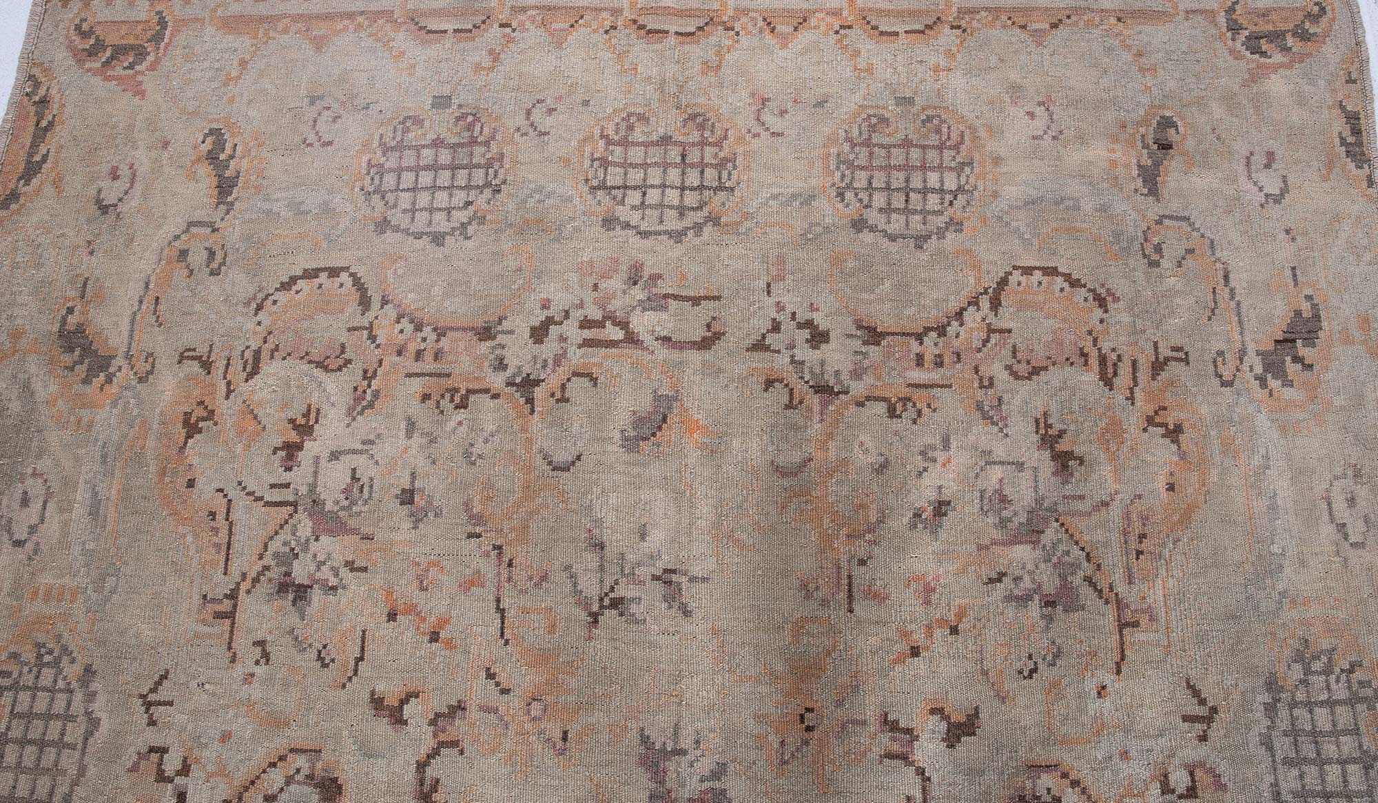 Bessarabian Antique Allover Floral Classic Taupe Flatweave Wool Rug BB9234 Bessarabian Antique Allover Floral Classic Taupe Flatweave Wool Rug BB9234