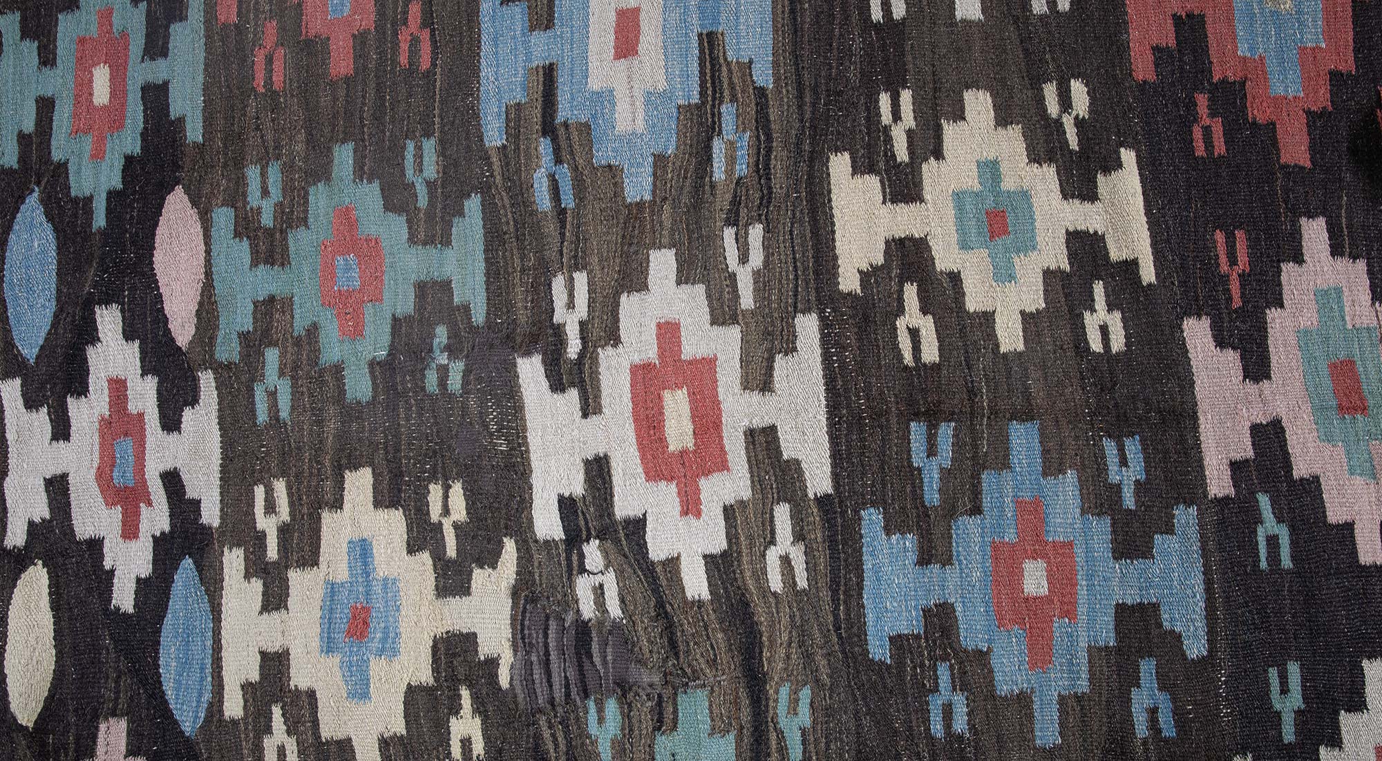 Vintage Geometric Charcoal Flatweave Wool Kilim Rug BB9239 Vintage Geometric Charcoal Flatweave Wool Kilim Rug BB9239