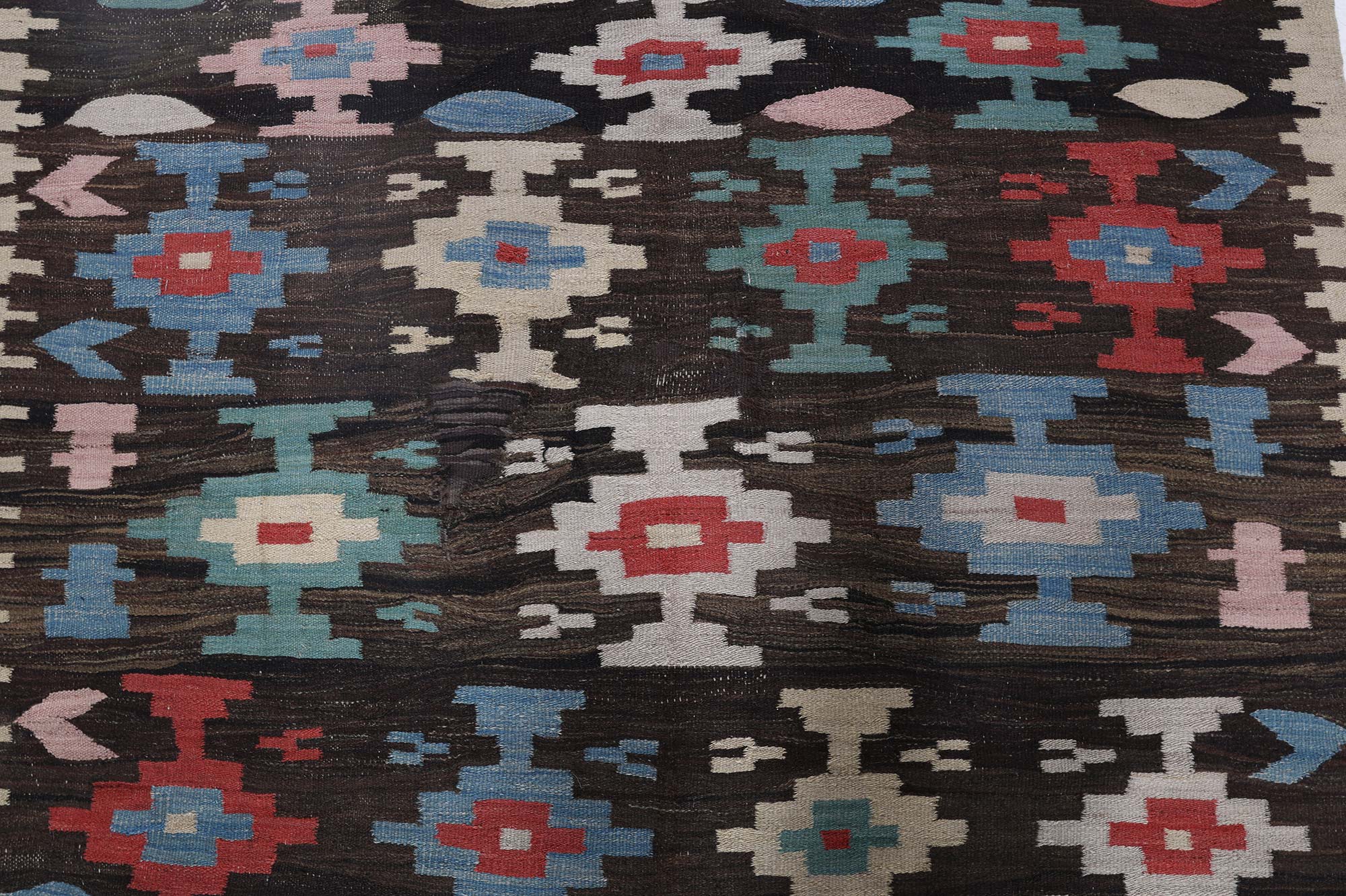 Vintage Geometric Charcoal Flatweave Wool Kilim Rug BB9239 Vintage Geometric Charcoal Flatweave Wool Kilim Rug BB9239