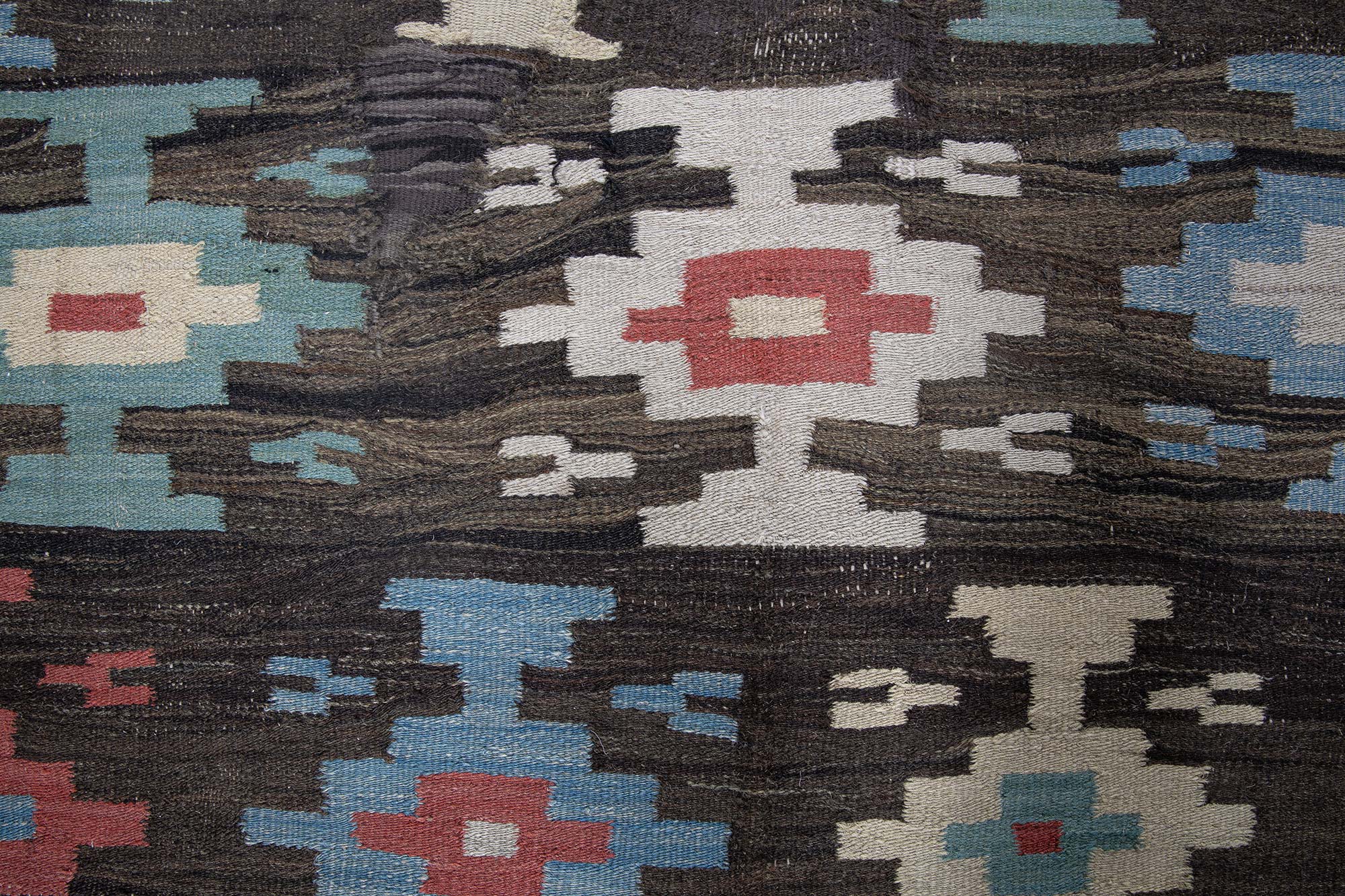 Vintage Geometric Charcoal Flatweave Wool Kilim Rug BB9239 Vintage Geometric Charcoal Flatweave Wool Kilim Rug BB9239
