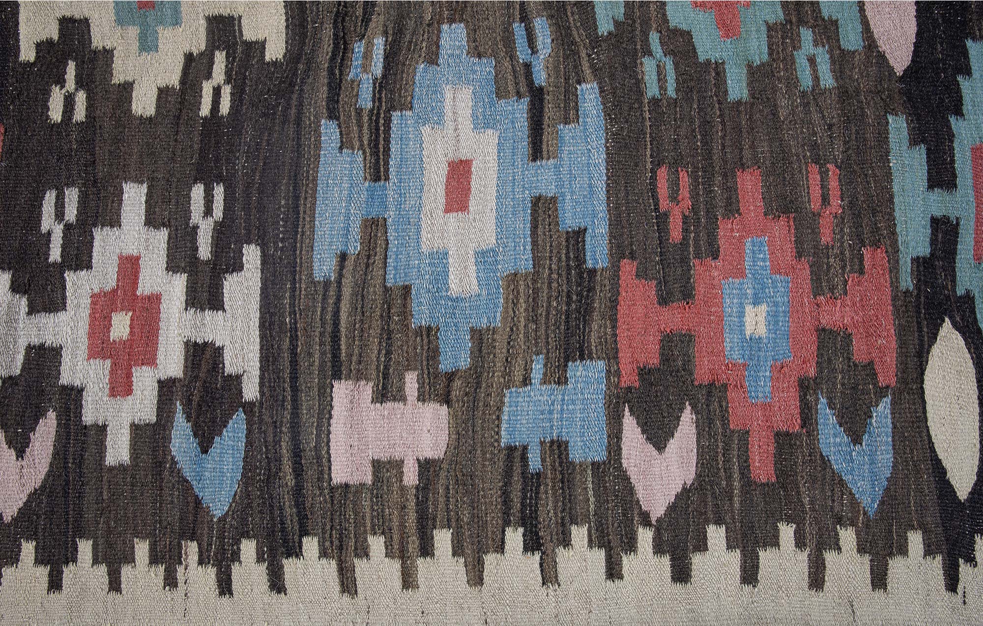 Vintage Geometric Charcoal Flatweave Wool Kilim Rug BB9239 Vintage Geometric Charcoal Flatweave Wool Kilim Rug BB9239