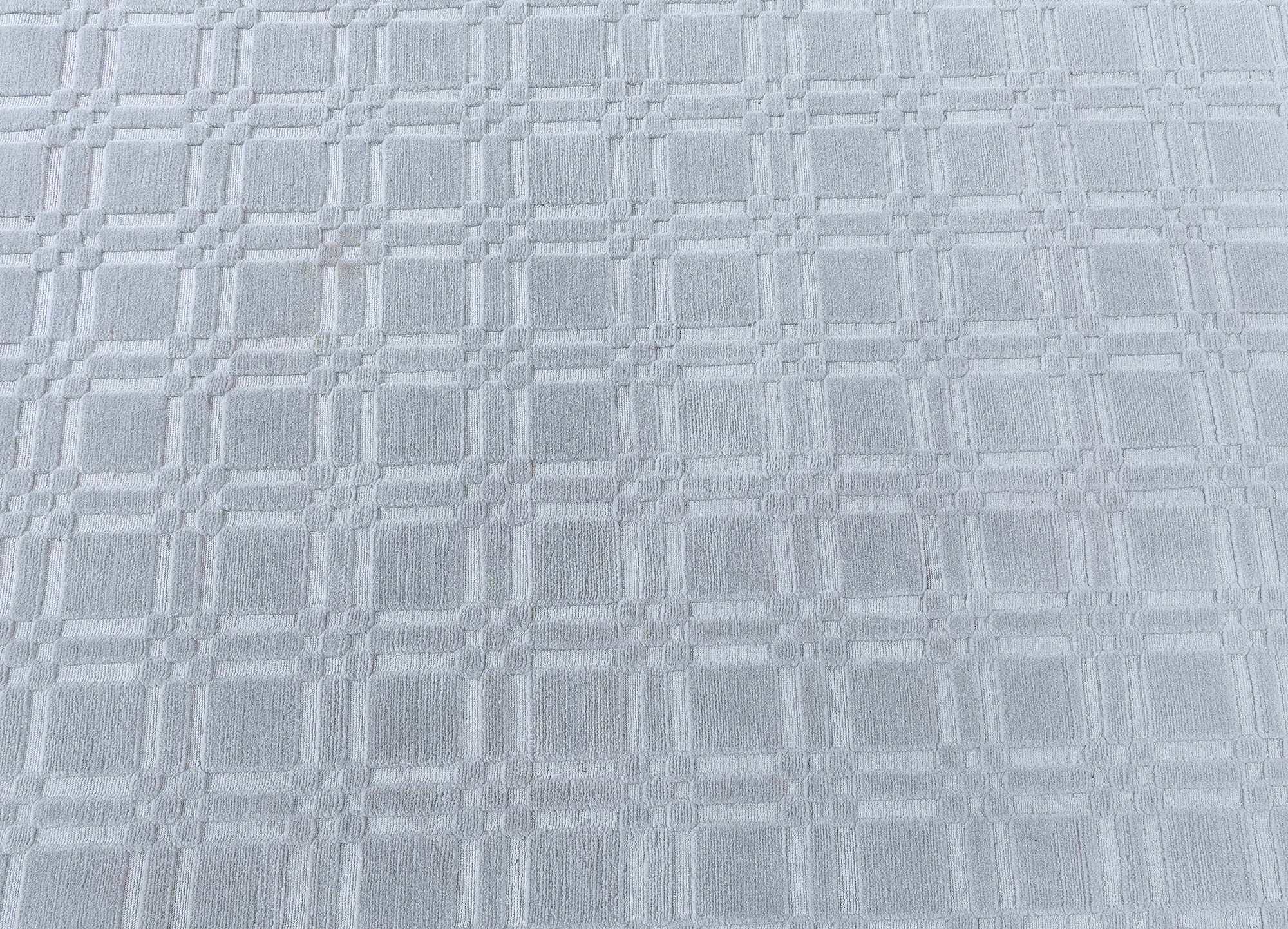 Modern Hand-Knotted Windowpane Light Gray Wool Oversized Rug “Shoji” N13069 Modern Hand-Knotted Windowpane Light Gray Wool Oversized Rug “Shoji” N13069