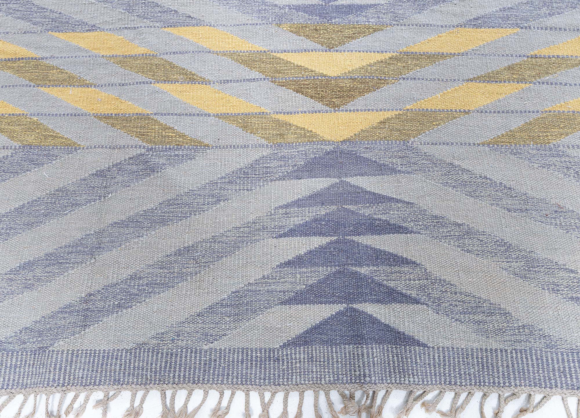 Large Modern Hand-Knotted Lavender Geometric Stripes Rug “Albor” N13070 Large Modern Hand-Knotted Lavender Geometric Stripes Rug “Albor” N13070