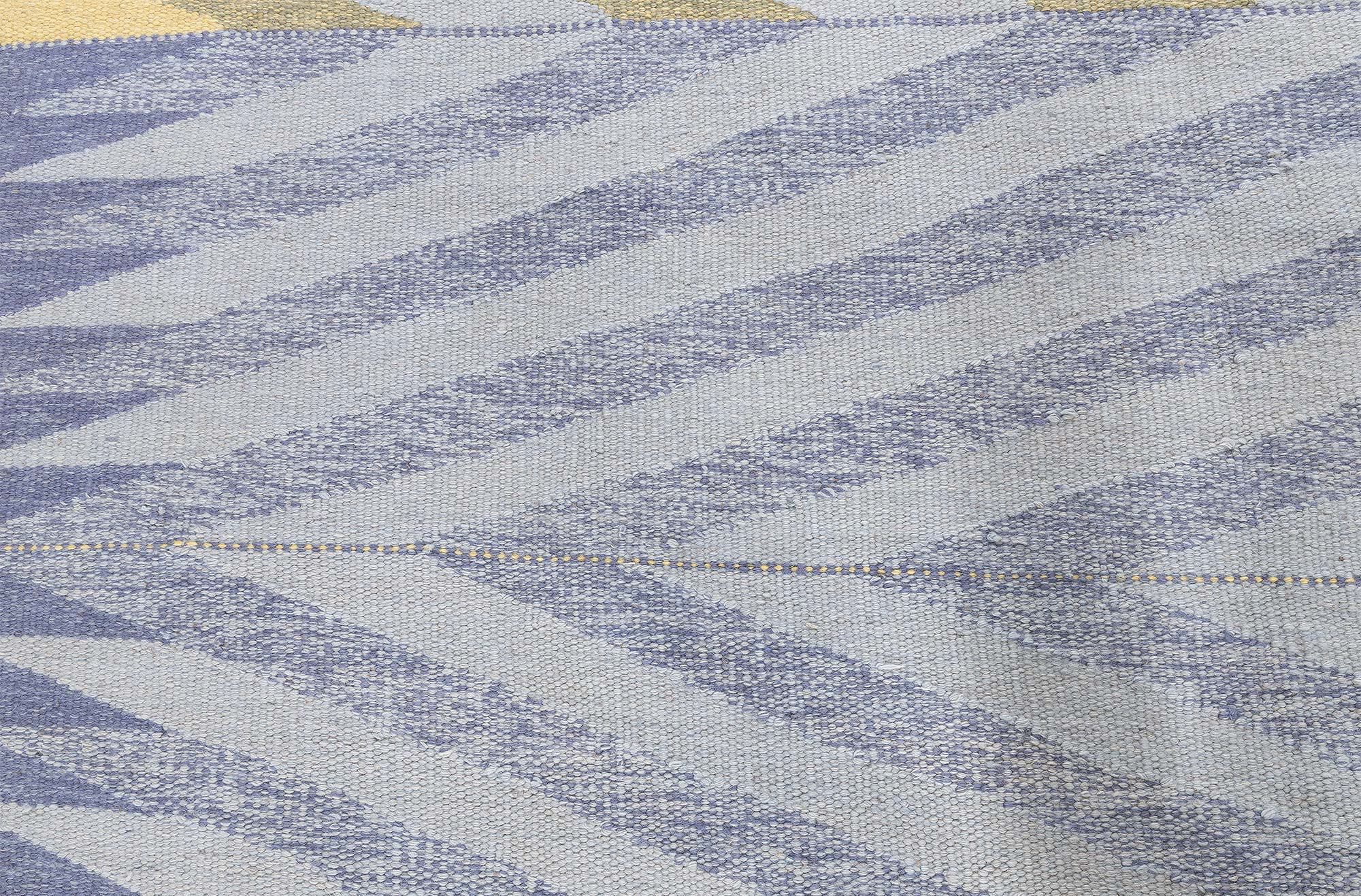 Large Modern Hand-Knotted Lavender Geometric Stripes Rug “Albor” N13070 Large Modern Hand-Knotted Lavender Geometric Stripes Rug “Albor” N13070