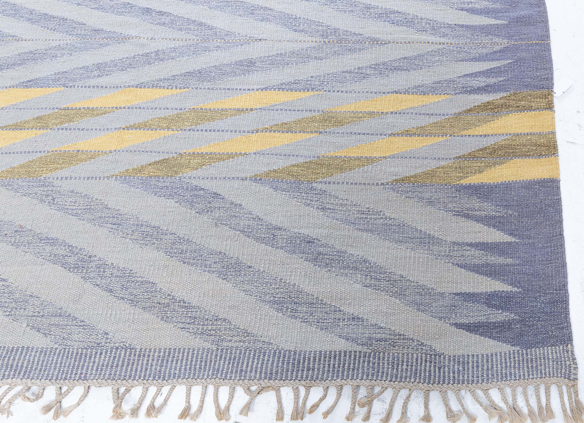 Large Modern Hand-Knotted Lavender Geometric Stripes Rug “Albor” N13070 Large Modern Hand-Knotted Lavender Geometric Stripes Rug “Albor” N13070