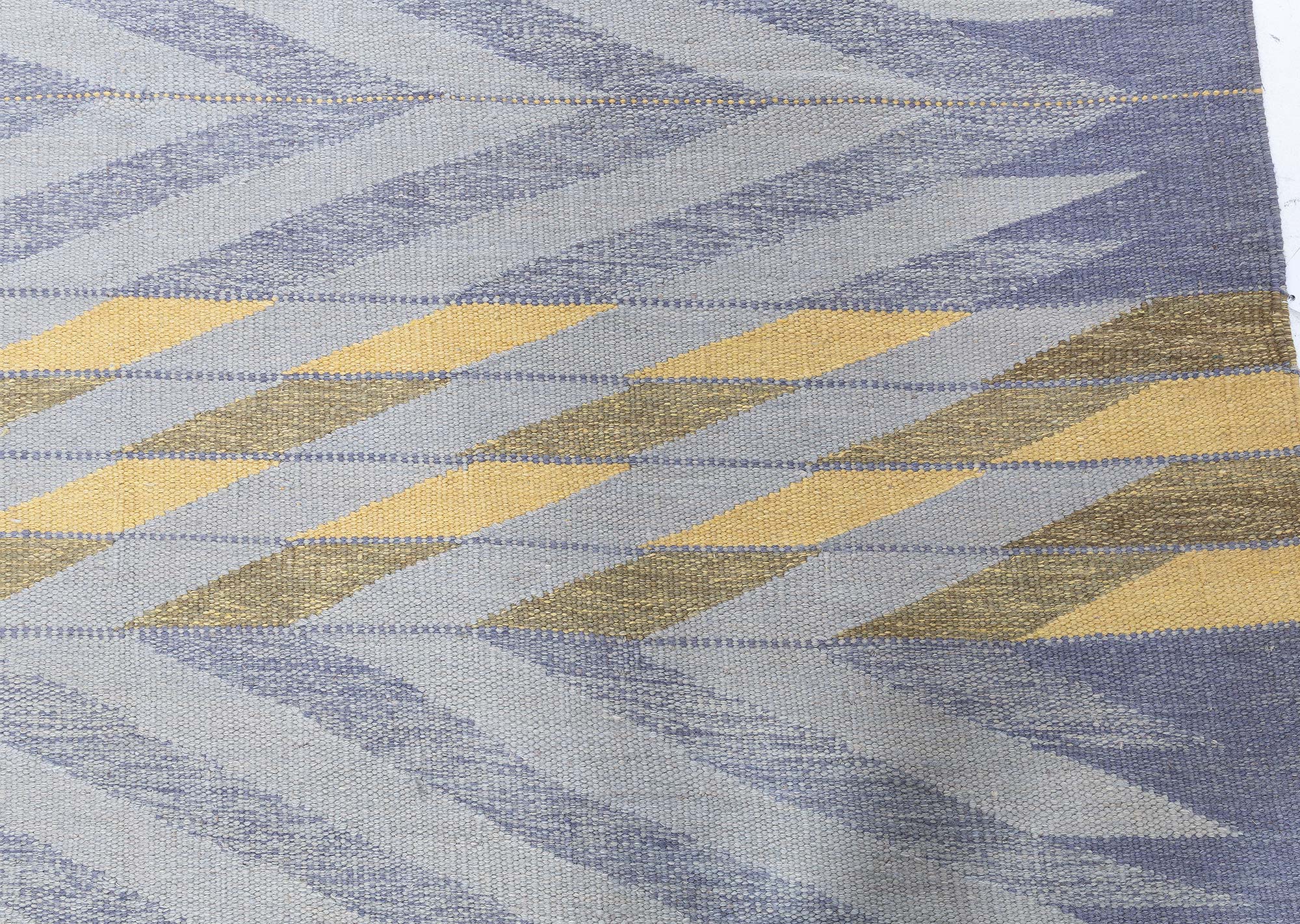 Large Modern Hand-Knotted Lavender Geometric Stripes Rug “Albor” N13070 Large Modern Hand-Knotted Lavender Geometric Stripes Rug “Albor” N13070