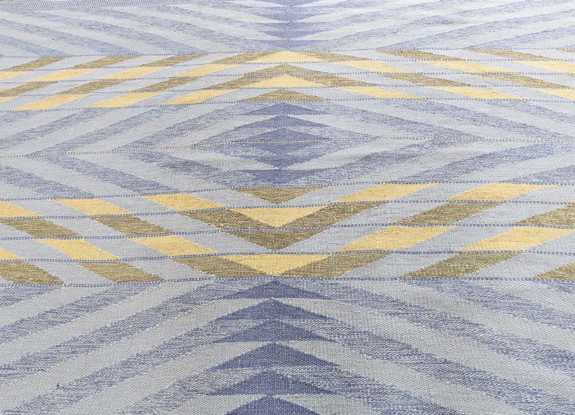 Large Modern Hand-Knotted Lavender Geometric Stripes Rug “Albor” N13070 Large Modern Hand-Knotted Lavender Geometric Stripes Rug “Albor” N13070