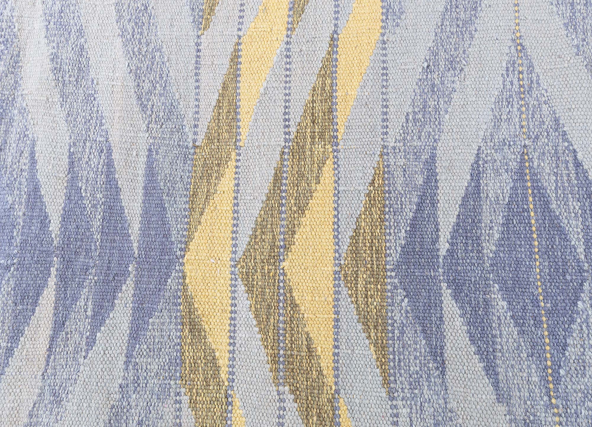 Large Modern Hand-Knotted Lavender Geometric Stripes Rug “Albor” N13070 Large Modern Hand-Knotted Lavender Geometric Stripes Rug “Albor” N13070