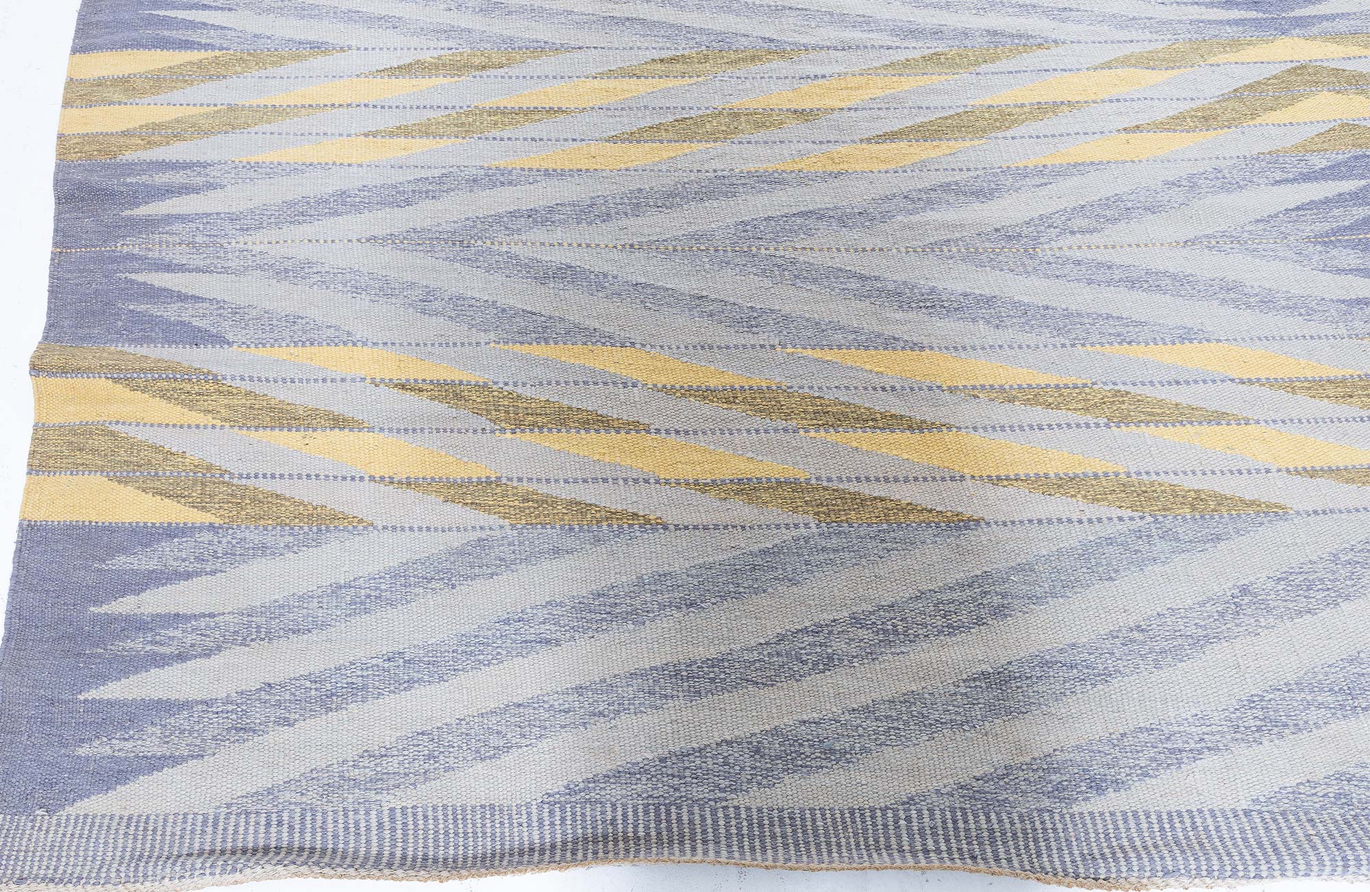 Large Modern Hand-Knotted Lavender Geometric Stripes Rug “Albor” N13070 Large Modern Hand-Knotted Lavender Geometric Stripes Rug “Albor” N13070