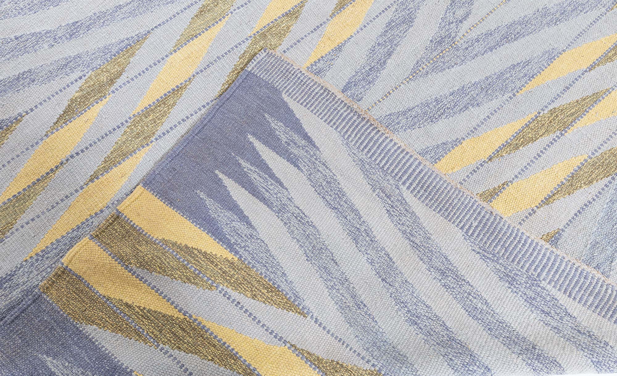 Large Modern Hand-Knotted Lavender Geometric Stripes Rug “Albor” N13070 Large Modern Hand-Knotted Lavender Geometric Stripes Rug “Albor” N13070