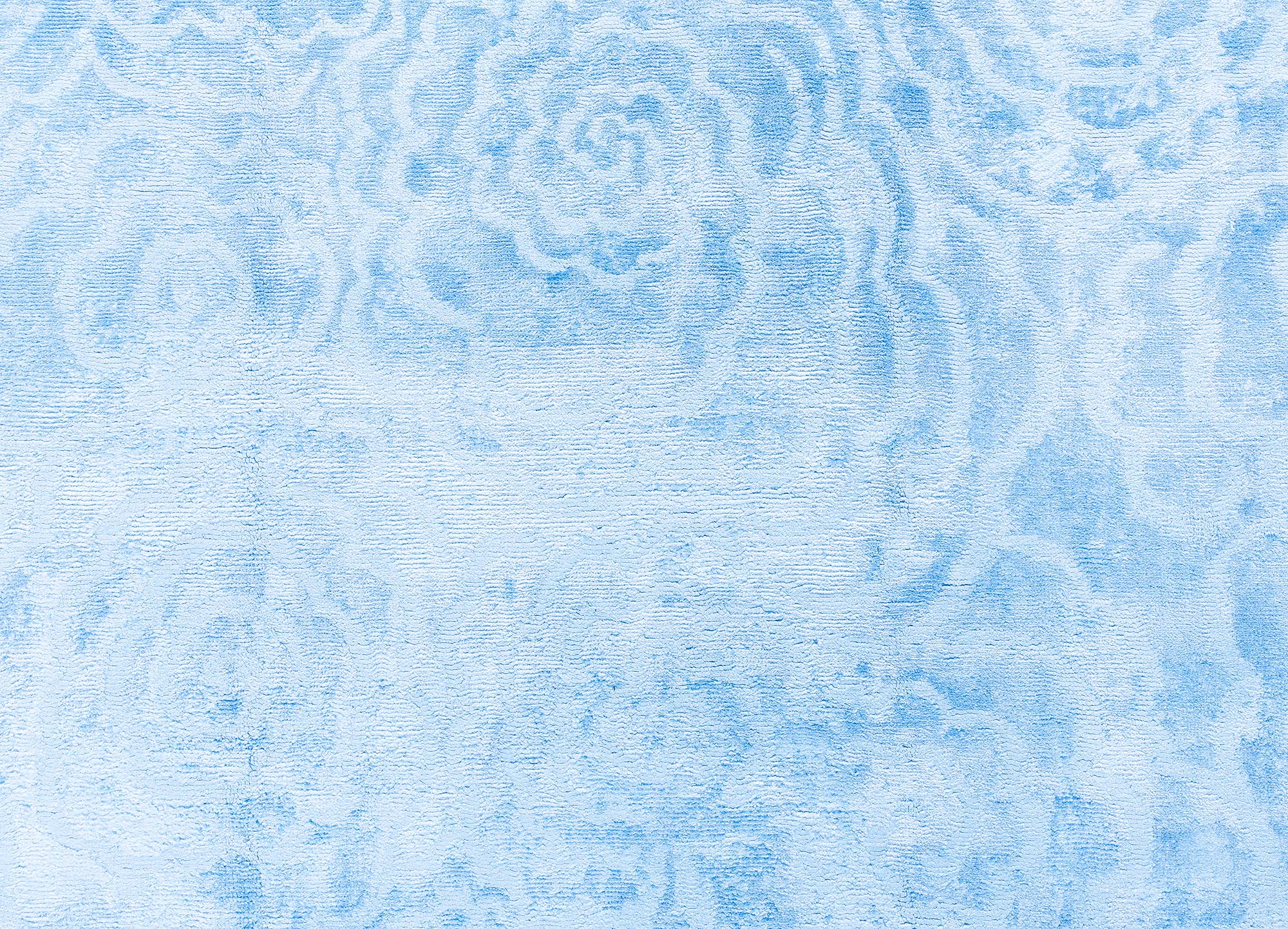 Modern Hand-Knotted Rosette Light Blue Handmade Silk Rug “Kumo” N13072 Modern Hand-Knotted Rosette Light Blue Handmade Silk Rug “Kumo” N13072