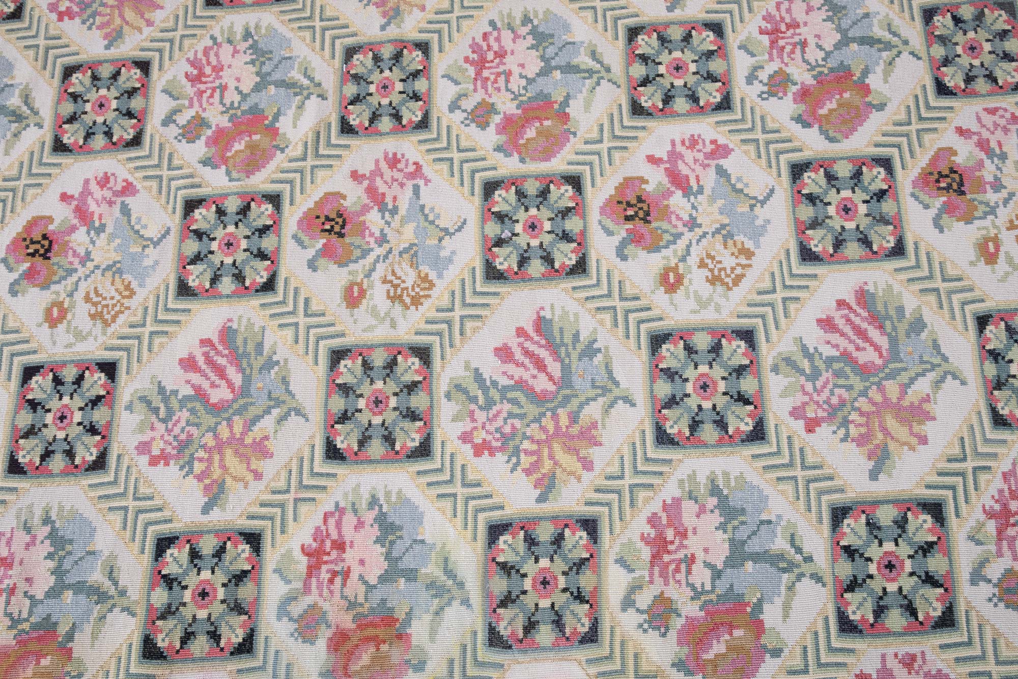 Antique Bessarabian Allover Floral Light Beige Flatweave Wool Rug (Size Adjusted) BB9241 Antique Bessarabian Allover Floral Light Beige Flatweave Wool Rug (Size Adjusted) BB9241