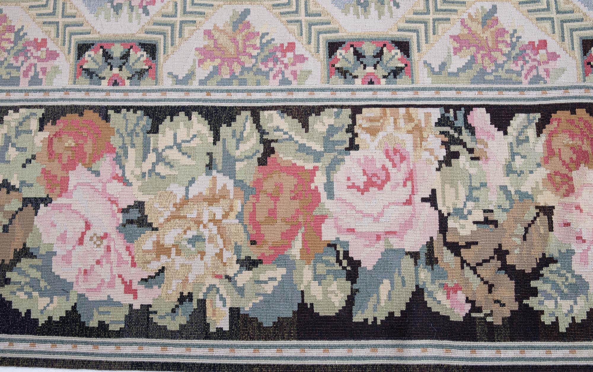 Antique Bessarabian Allover Floral Light Beige Flatweave Wool Rug (Size Adjusted) BB9241 Antique Bessarabian Allover Floral Light Beige Flatweave Wool Rug (Size Adjusted) BB9241