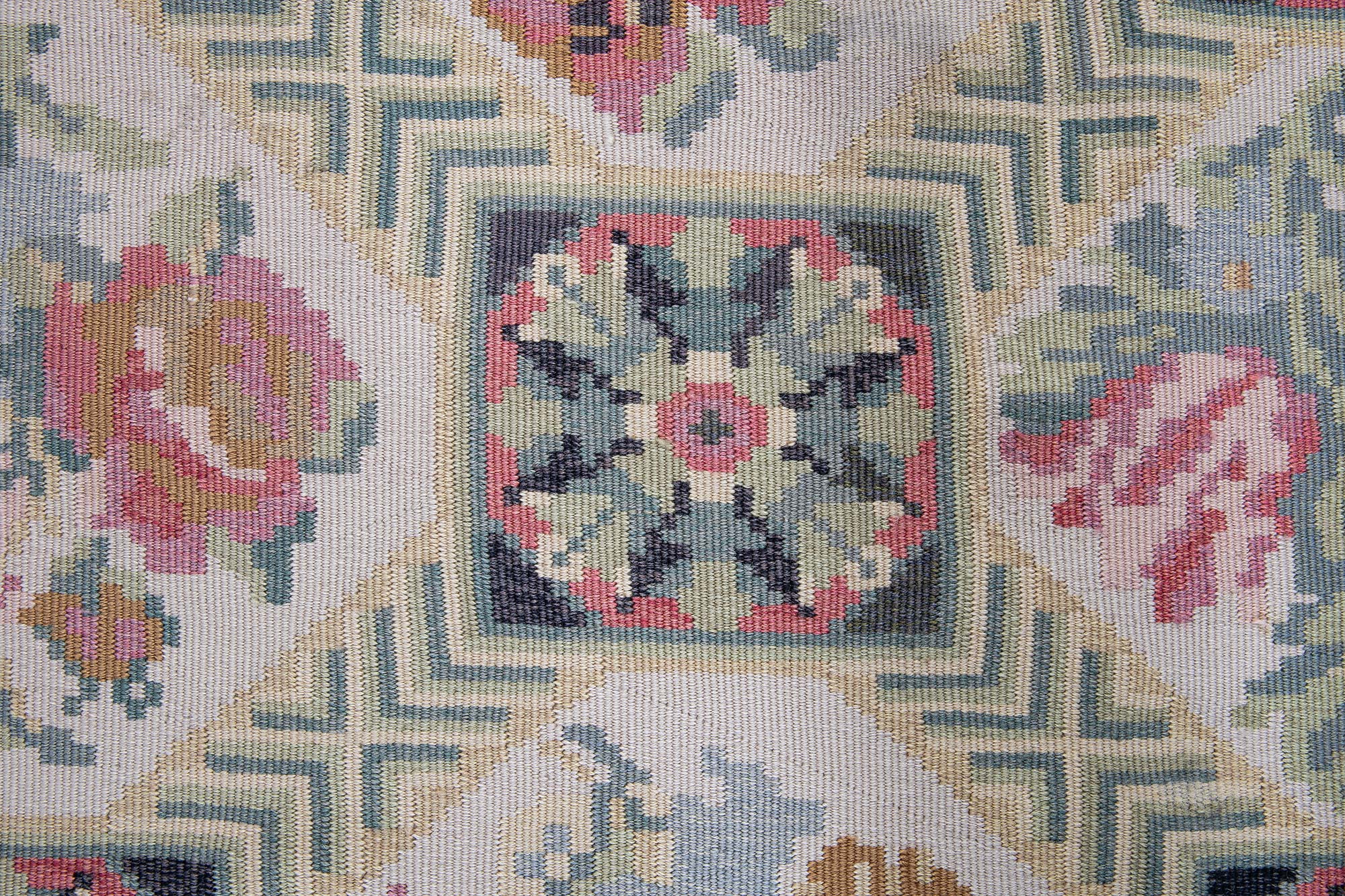 Antique Bessarabian Allover Floral Light Beige Flatweave Wool Rug (Size Adjusted) BB9241 Antique Bessarabian Allover Floral Light Beige Flatweave Wool Rug (Size Adjusted) BB9241