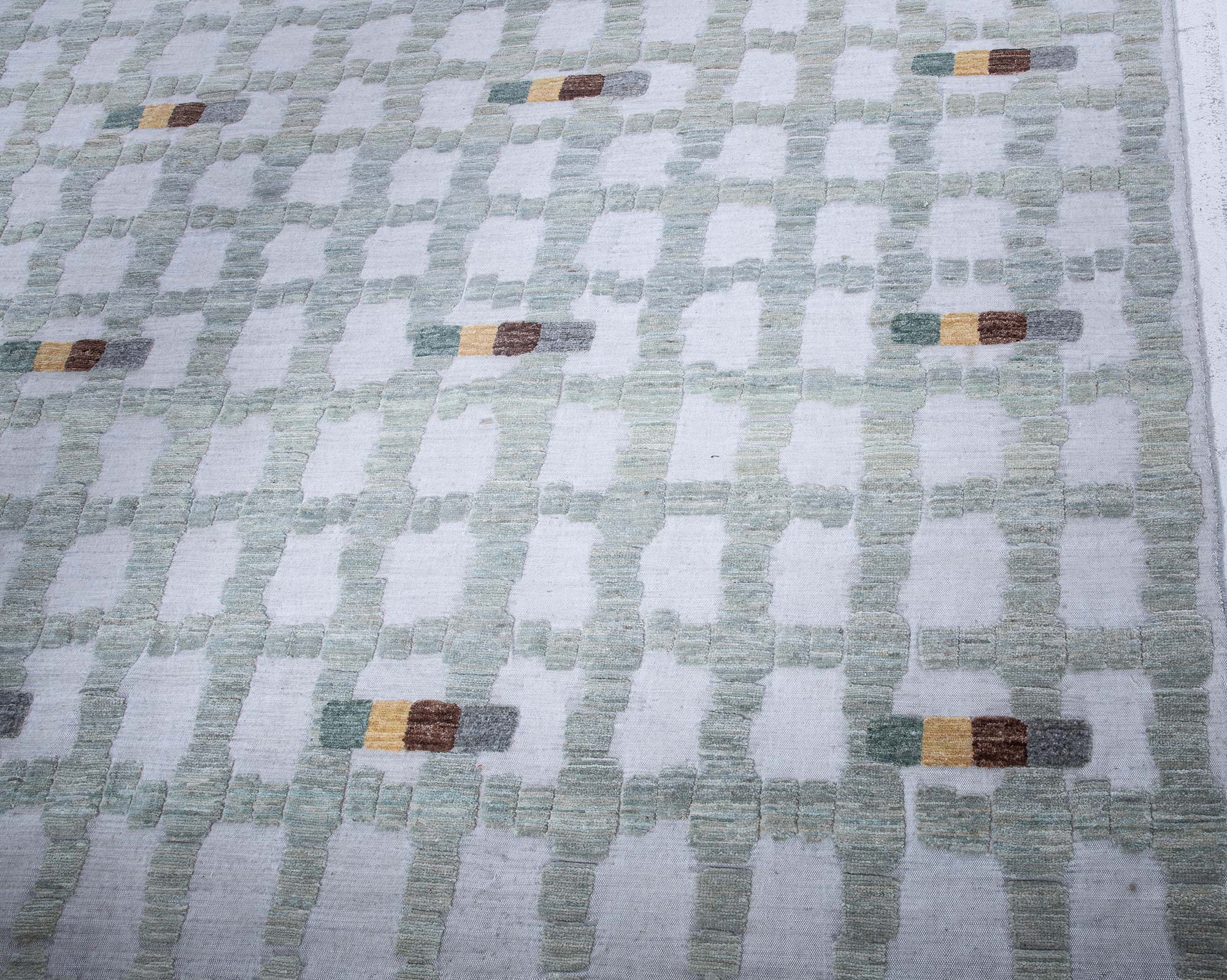 Flatweave Scandinavian Geometric Sage Handmade Wool Rug “Fenestra” N13075 Flatweave Scandinavian Geometric Sage Handmade Wool Rug “Fenestra” N13075