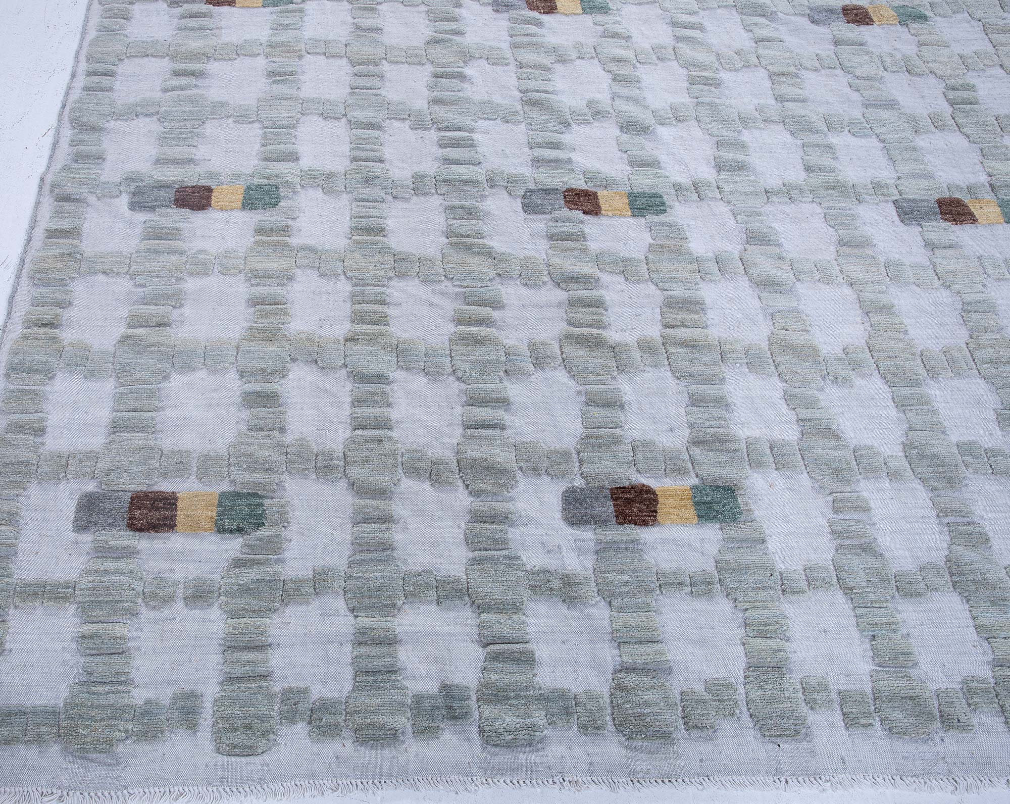 Flatweave Scandinavian Geometric Sage Handmade Wool Rug “Fenestra” N13075 Flatweave Scandinavian Geometric Sage Handmade Wool Rug “Fenestra” N13075