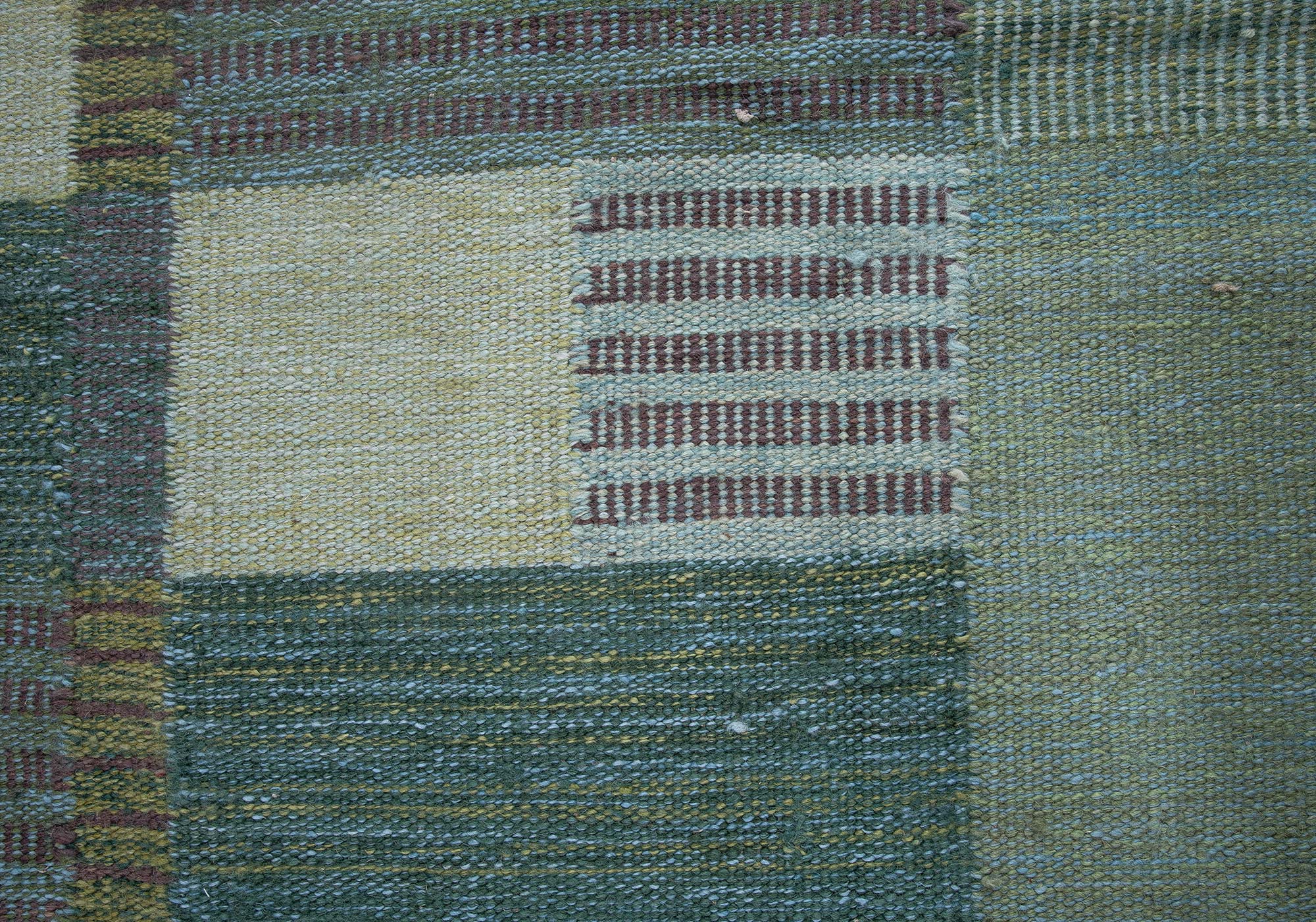 Scandinavian Flatweave Striped Patchwork Sage Wool Rug “Reedscape” N13077 Scandinavian Flatweave Striped Patchwork Sage Wool Rug “Reedscape” N13077
