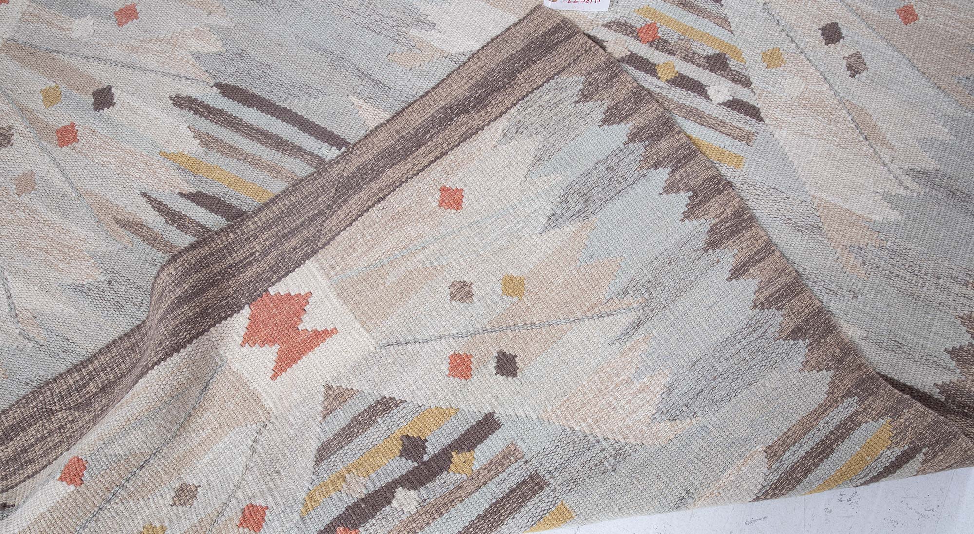 Scandinavian Flatweave Striped Handmade Wool Rug “Papillon” N13079 Scandinavian Flatweave Striped Handmade Wool Rug “Papillon” N13079