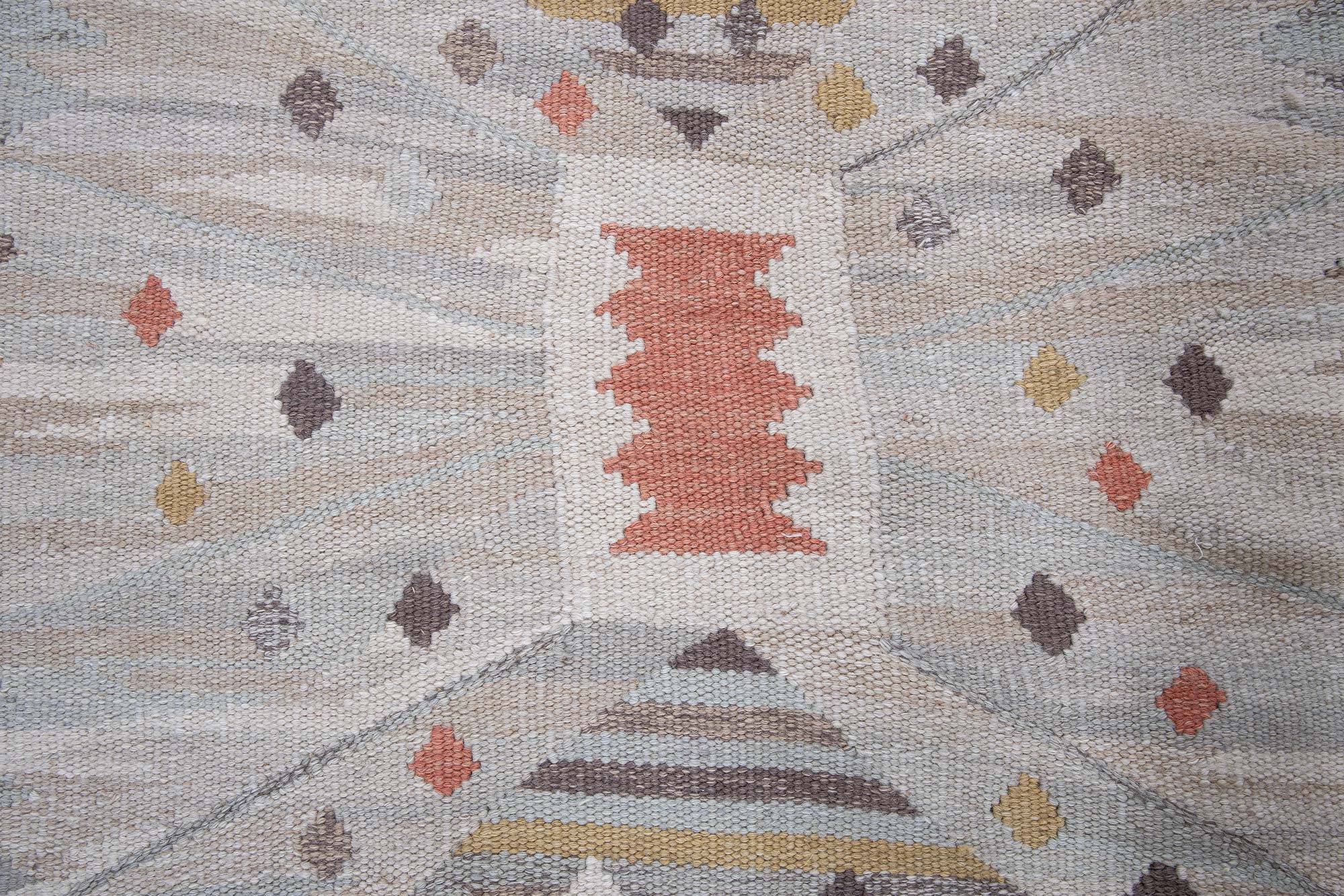 Scandinavian Flatweave Striped Handmade Wool Rug “Papillon” N13079 Scandinavian Flatweave Striped Handmade Wool Rug “Papillon” N13079