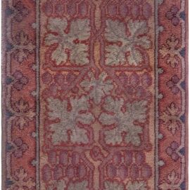Vintage Arts & Crafts Floral Warm Tan Hand-Knotted Wool Runner BB9240