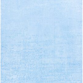 Modern Hand-Knotted Rosette Light Blue Handmade Silk Rug “Kumo” N13072