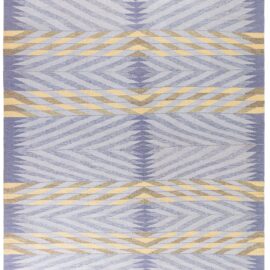 Large Modern Hand-Knotted Lavender Geometric Stripes Rug “Albor” N13070