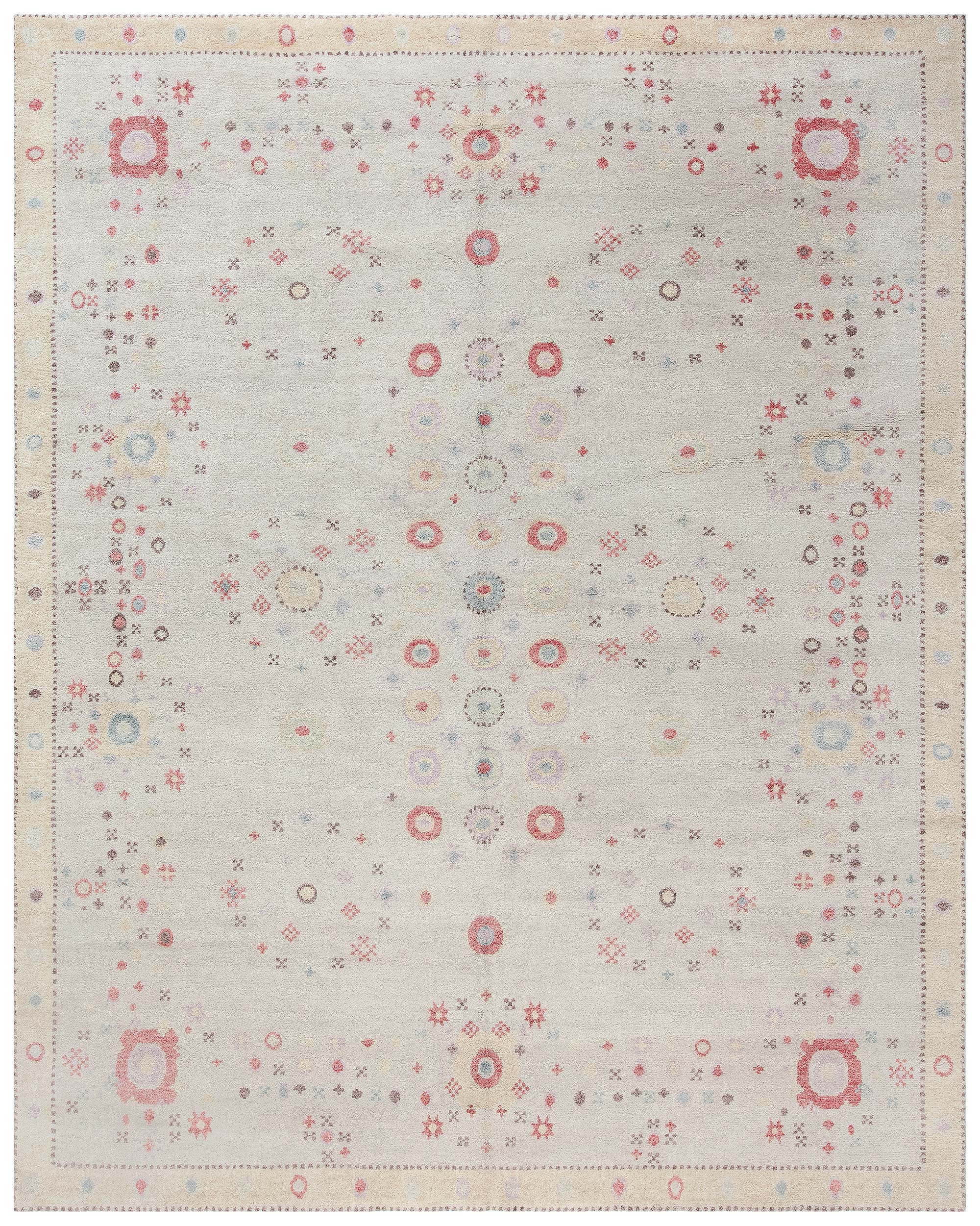 Scandinavian Light Beige Hand-Knotted Wool Carpet “Astraea” N13081 Scandinavian Light Beige Hand-Knotted Wool Carpet “Astraea” N13081