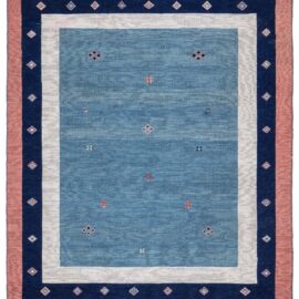 Vintage Moroccan Geometric Wool Flatweave Kilim  Rug In Dusty Blue BB9238