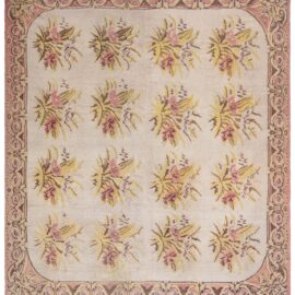 Antique Bessarabian Floral Light Beige Flatweave Wool Rug BB9248
