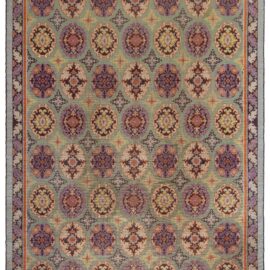 Vintage Spanish Floral Sage Hand-Knotted Wool Rug BB9255