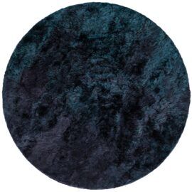 “Abyss” Natural Fibers Solid Blue Black Hand-Knotted Carpet N13082
