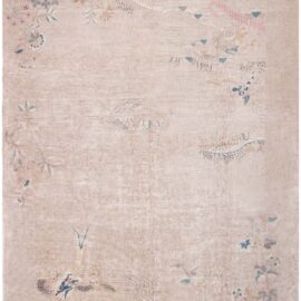 Chinese Vintage Light Beige Hand-Knotted Wool Rug BB9250
